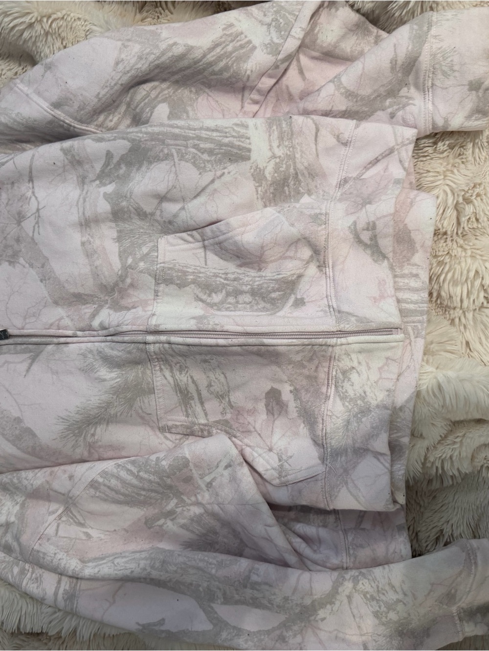 Hollister Pale Pink & Light Gray Camouflage Print Zip Hoodie